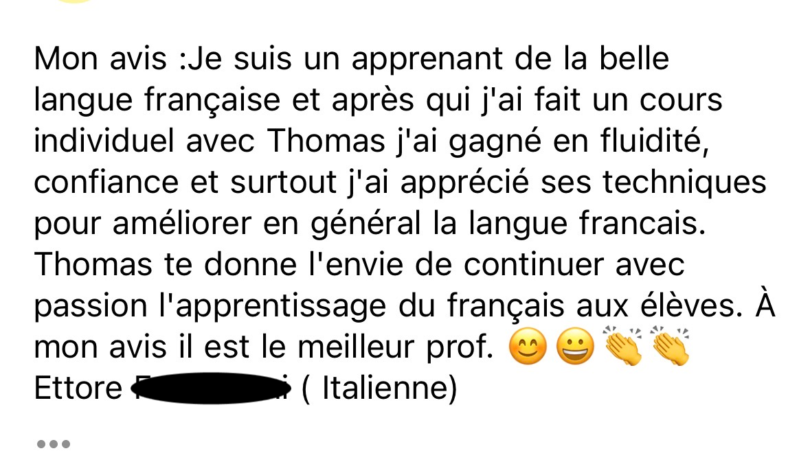 Avis d'Ettore sur les cours avec Thomas