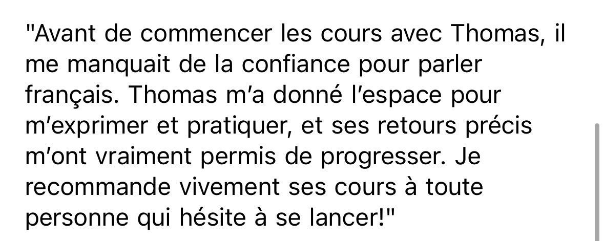 Avis de Maria sur les cours avec Thomas
