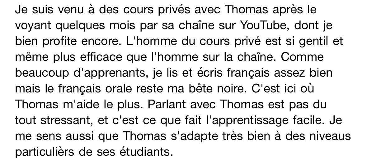 Avis de Phil sur les cours avec Thomas