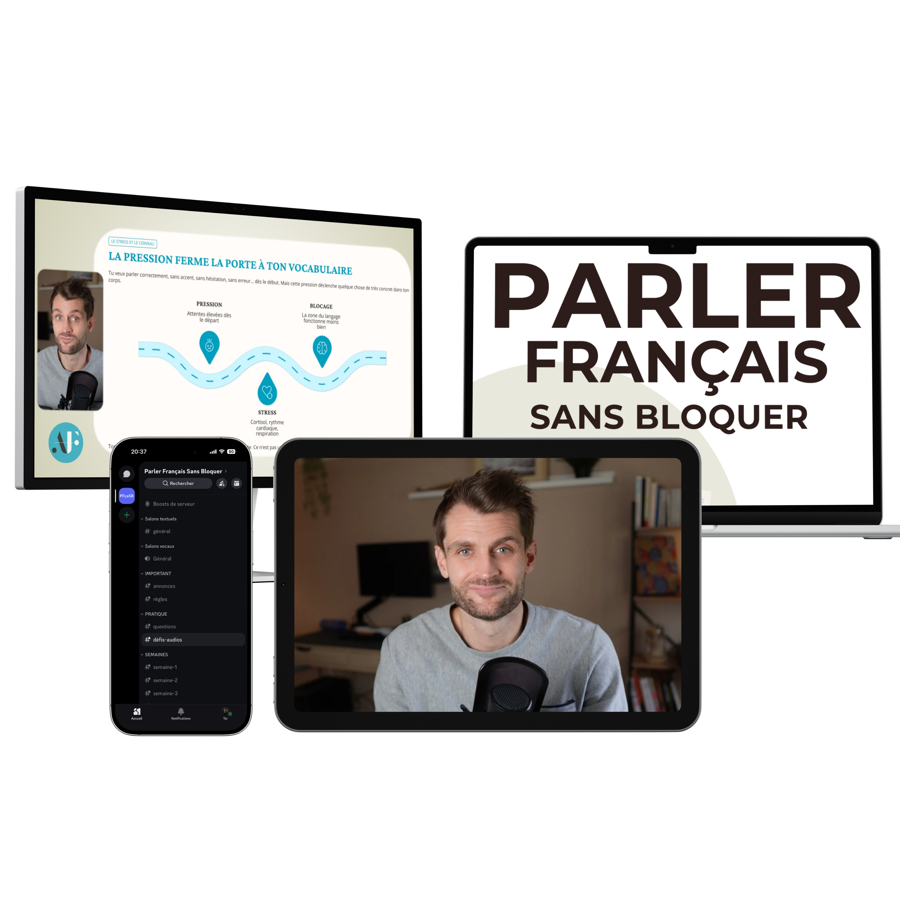 La formation Parler français sans bloquer sur ordinateur, tablette et téléphone